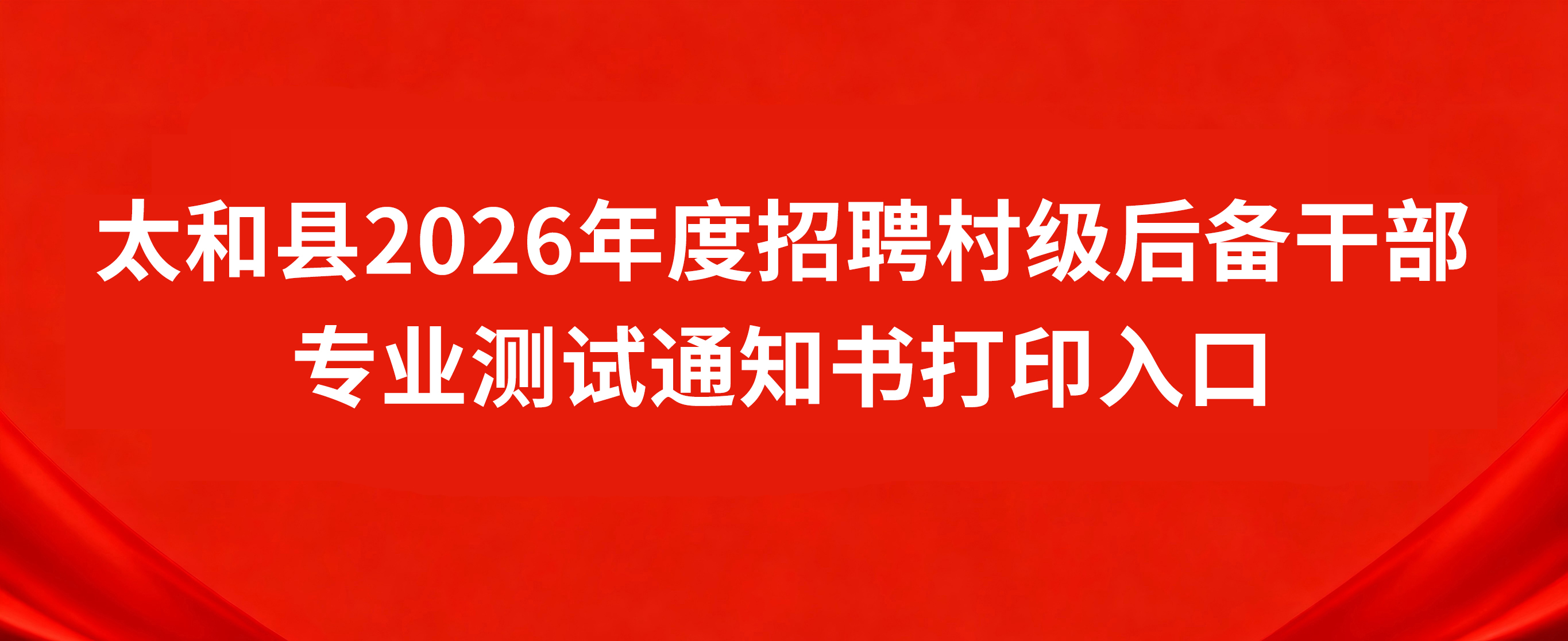 太和县2026年度招聘村级后备干部专业测试通知书打印入口